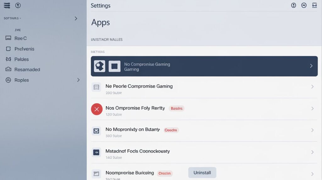 Uninstall No Compromise Gaming Software from Settings