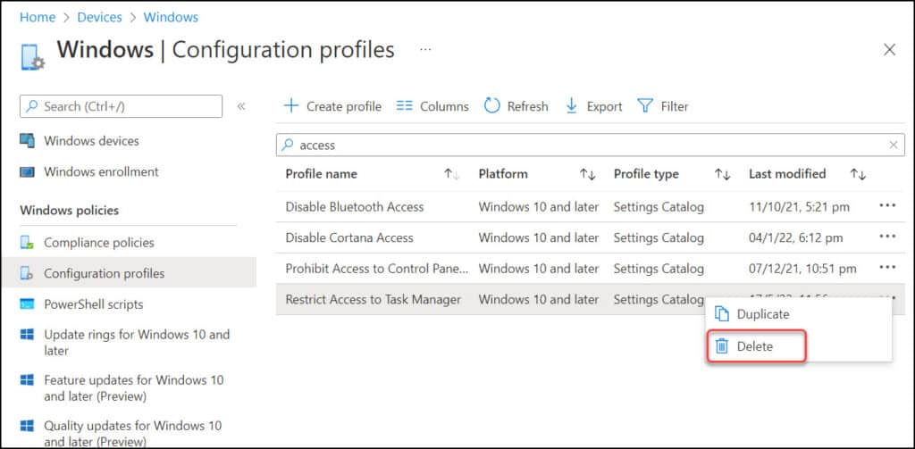 Remove Configuration Profiles And Policies